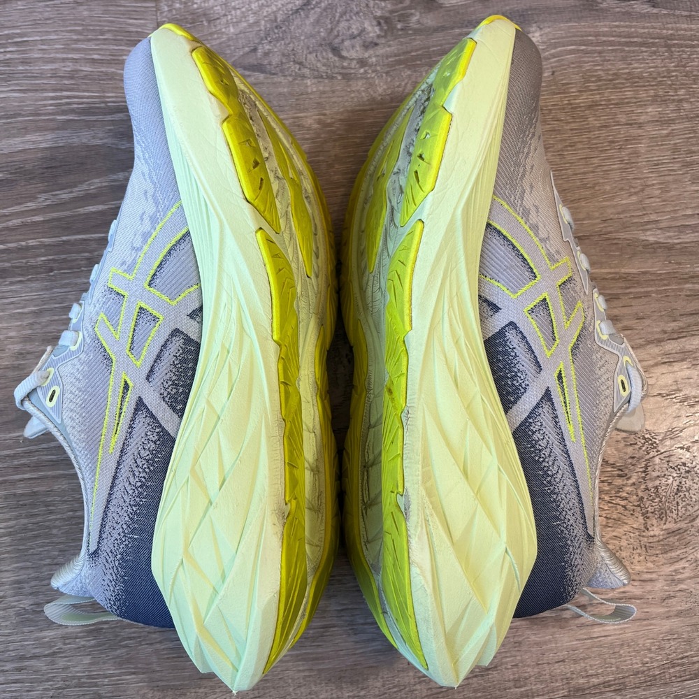 ASICS Novablast 4 Grey Lime Yellow Running Shoes 1011B593 Womens 8.5